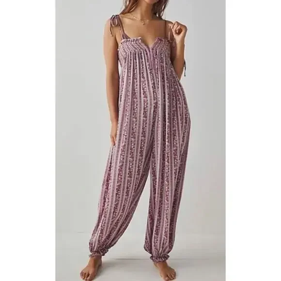 Intimately Free People Rule The World Jumpsuit Pink Purple Small Boho Oversized - Picture 4 of 13